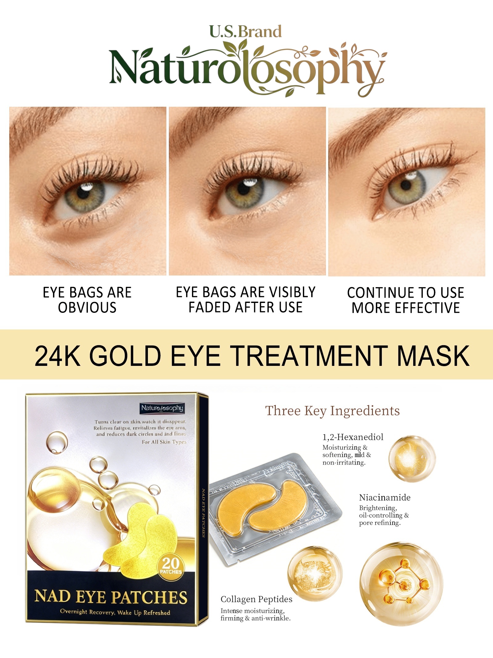Naturolosophy 24K Gold Eye Pat - Luxury Skincare Shop のレビューと価格