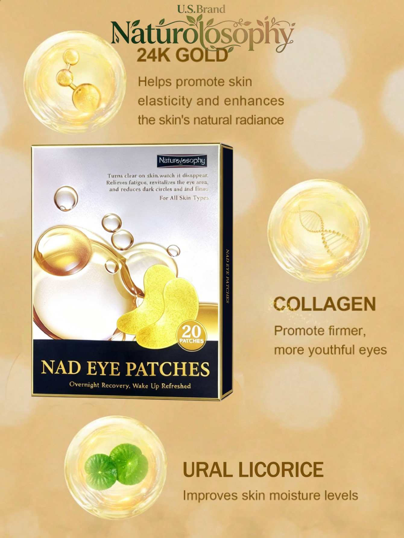 Naturolosophy 24K Gold Eye Pat - Luxury Skincare Shop のレビューと価格