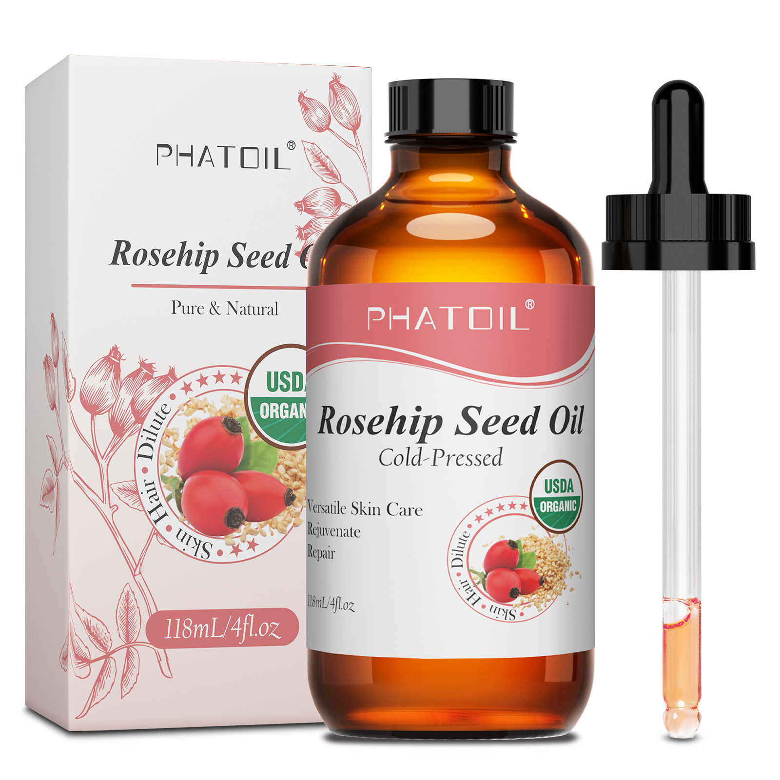 PHATOIL 118ml Organic Jojoba O - Cold Pressed Rose Hip のレビューと価格