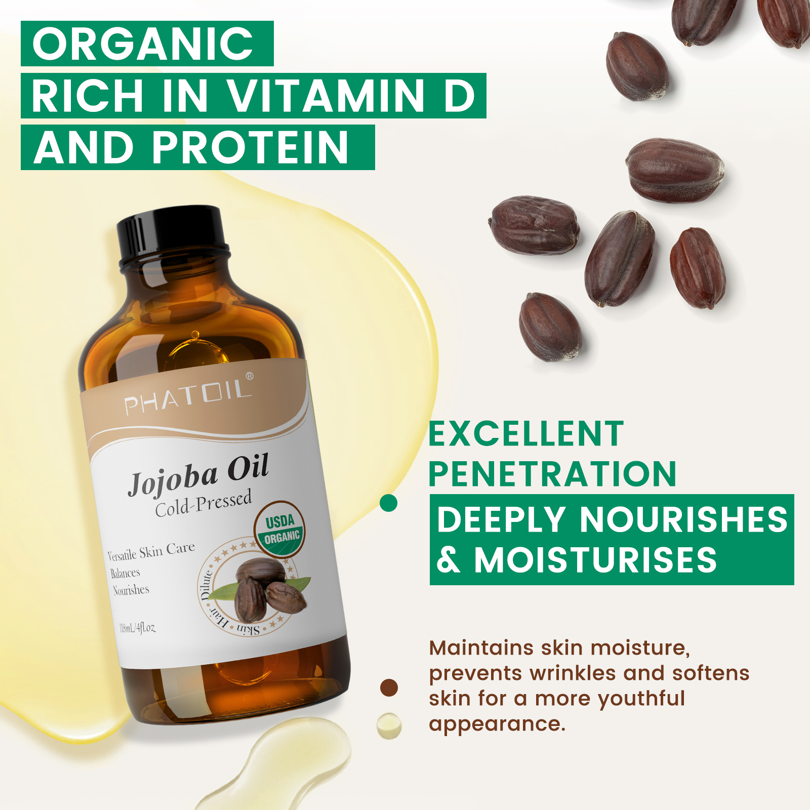 PHATOIL 118ml Organic Jojoba O - Cold Pressed Rose Hip のレビューと価格